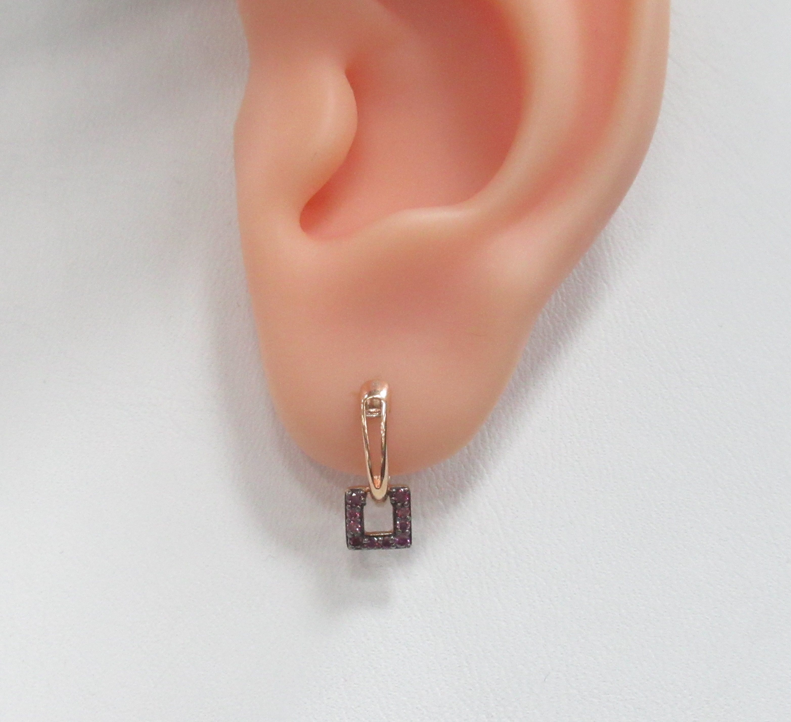 Серебряные серьги-трансформеры с розовыми бриллиантами